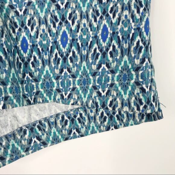 H&M Womens Size 4 Ikat Printed Flat Front Shorts Blue Chino Summer Cotton - Picture 4 of 7